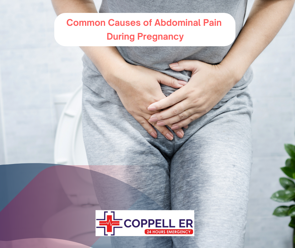 Common Causes of Abdominal Pain During Pregnancy From constipation to round ligament pain, there are numerous harmless reasons for abdominal or stomach pain during pregnancy. While these are typically benign, persistent, severe pain, or symptoms like bleeding or intense cramping warrant urgent care. Below are several common and usually harmless causes of abdominal pain in pregnancy: Morning Sickness Nausea during early pregnancy, commonly known as morning sickness, is typical and usually not concerning. It can begin as early as 2 to 4 weeks after fertilization, around the time your period is due or shortly after. Symptoms generally peak between 9 and 16 weeks and usually subside by around 22 weeks of gestation. Morning sickness includes nausea and vomiting, which can be considered a form of normal abdominal pain in pregnancy. Many pregnant individuals manage without medication, but sometimes morning sickness can become severe, a condition called hyperemesis gravidarum. If your symptoms are severe, it's important to talk to your OB-GYN or healthcare provider. Impact of Your Growing Uterus As your uterus expands during pregnancy, it presses against your bowels. This can lead to nausea, a feeling of fullness even after eating small amounts, and a distended abdomen. This pressure can also cause abdominal cramps in pregnancy. To ease these symptoms, try eating smaller, more frequent meals instead of large ones. Regular exercise helps maintain digestive health and reduces discomfort. Additionally, getting plenty of rest and emptying your bladder frequently can manage the impact of your growing uterus on your digestive system and improve your overall comfort during pregnancy. Round Ligament Pain As your uterus enlarges during pregnancy, it stretches the round ligaments. Round ligament pain usually starts between 18 and 24 weeks, around the time many pregnant people begin "showing." It typically occurs on one side of your belly, though it can affect both sides. This pain often feels like lower abdominal pain during pregnancy that radiates into the groin. It may be sharp and stabbing or dull and achy, but it usually only lasts a few seconds. Movements that stretch these ligaments, such as coughing, sneezing, laughing, or getting up suddenly, can trigger it. Round ligament pain usually resolves on its own, but if it becomes very uncomfortable, you should consult your OB-GYN or healthcare provider for advice on managing the discomfort. Constipation and Gas Constipation and gas are common issues that often lead to abdominal cramps during pregnancy. The hormone progesterone, which increases during this time, slows down your digestive system, causing food to move more slowly. To help with constipation, drink plenty of water and eat fiber-rich foods. If that doesn’t work, your healthcare provider might recommend a stool softener or fiber supplement. To reduce gas, you should avoid foods that cause it, such as carbonated drinks, spicy foods, fried foods, dairy products, and vegetables like cabbage, onions, and beans Braxton Hicks Contractions Braxton Hicks contractions are sporadic uterine contractions that can occur during pregnancy. They are typically mild and irregular, often feeling like a tightening or squeezing sensation in the abdomen. These contractions are usually painless and do not indicate that labor has begun. They can start as early as the second trimester but are most commonly felt in the third trimester. Various factors such as dehydration, physical activity, or a full bladder can trigger them. Unlike true labor contractions, Braxton Hicks contractions do not increase in intensity or become rhythmic. If you experience Braxton Hicks contractions, changing positions, resting, or drinking water may help alleviate them. However, if you’ve persistent or painful contractions, or if you’re concerned, it's important to contact your healthcare provider for advice